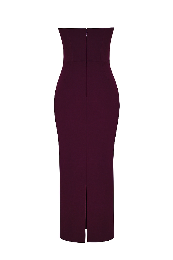 Lucia  Grape Strapless Corset Maxi Dress — image 10