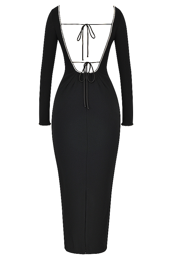 Rosa  Black Crystal Embellished Maxi Dress — image 16