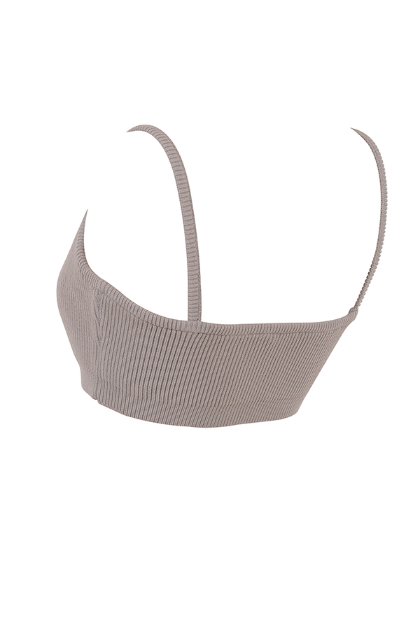Mischa  Taupe Ribbed Knit Bralette — image 11