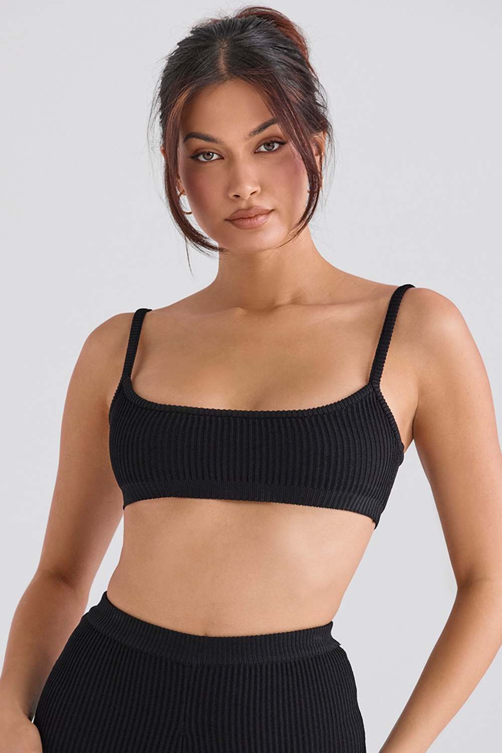 Mischa  Black Ribbed Knit Bralette — image 1