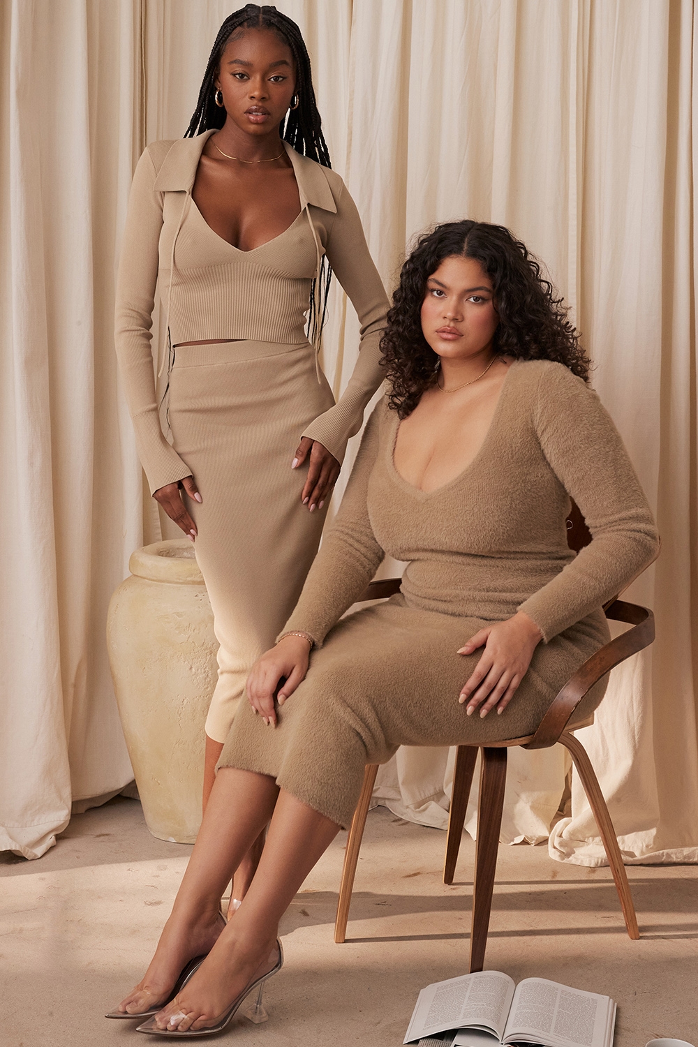 Lucille  Camel Fuzzy Maxi Dress — image 13