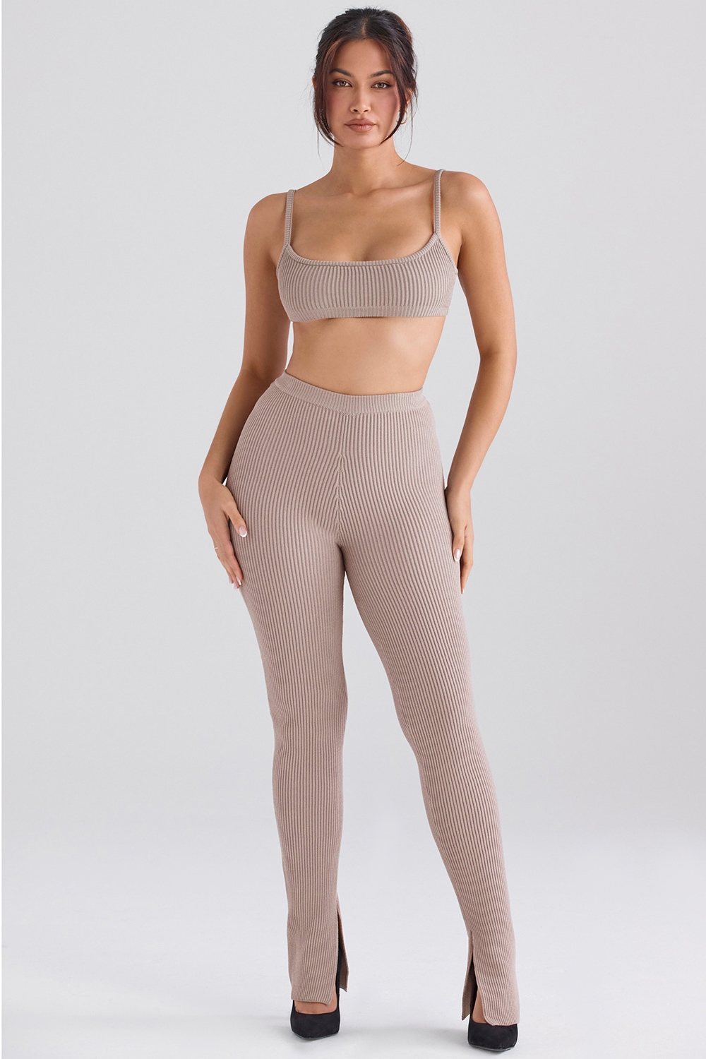 Mischa  Taupe Ribbed Knit Bralette — image 3