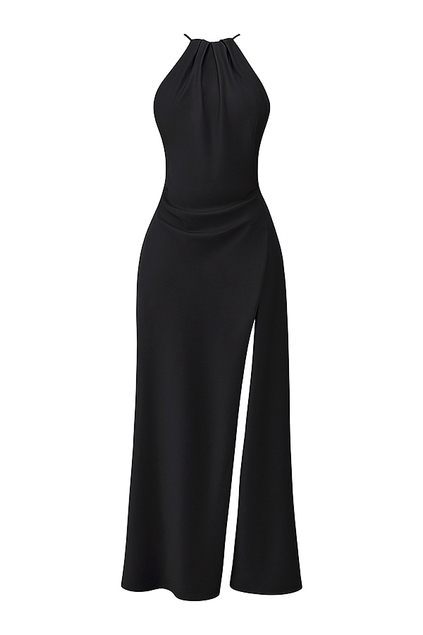 Zanab  Black Thigh Slit Maxi Dress — image 13