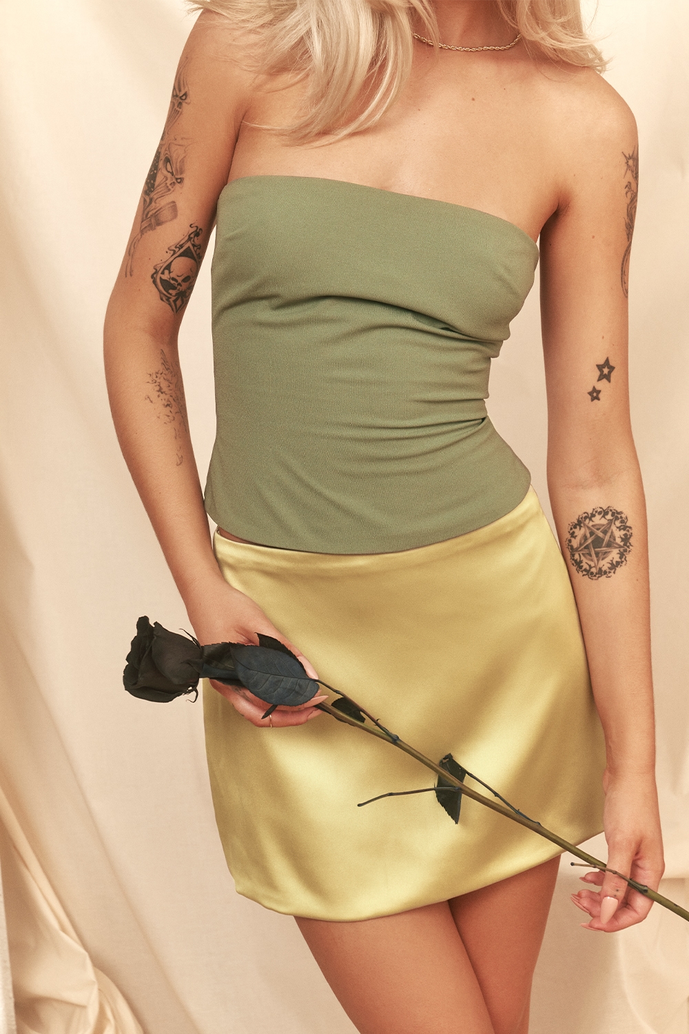 Mistress Rocks Pear Satin Mini Skirt - SALE — image 8