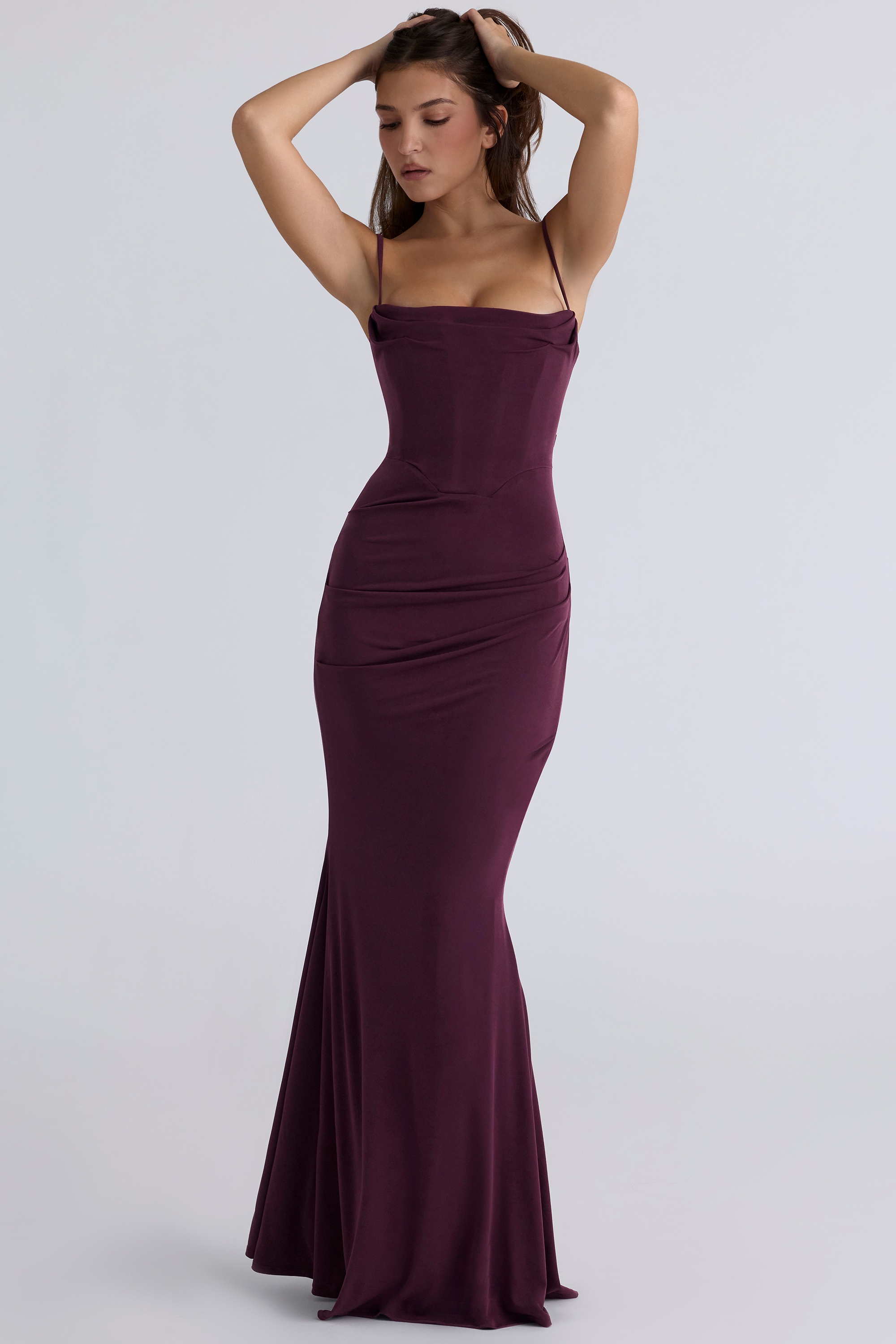 Milena  Dark Cherry Corset Maxi Dress — image 3
