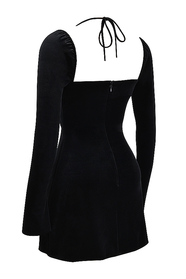 Babydoll  Black Velvet Halter Mini Dress — image 17