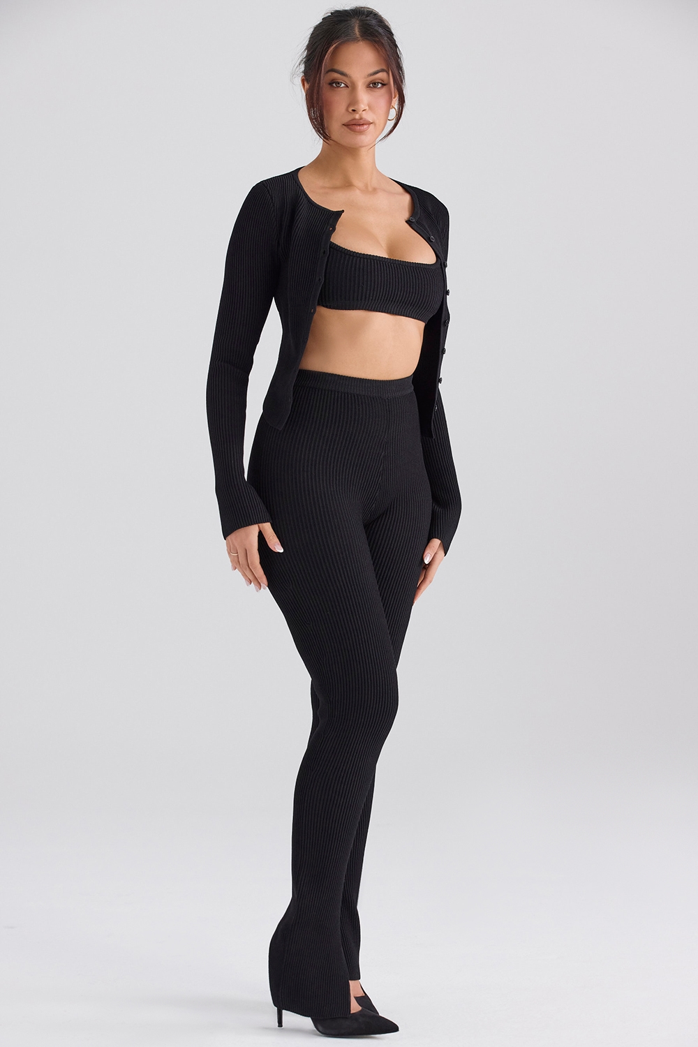 Mitzi  Black Ribbed Knit Leggings — image 5