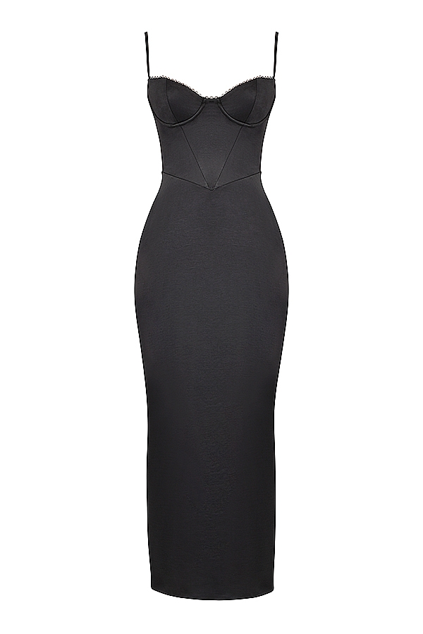 Stefania  Black Corset Maxi Dress — image 16