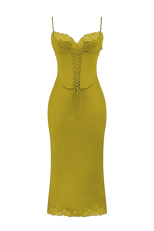 Salma  Chartreuse Satin Slip Dress — image 11