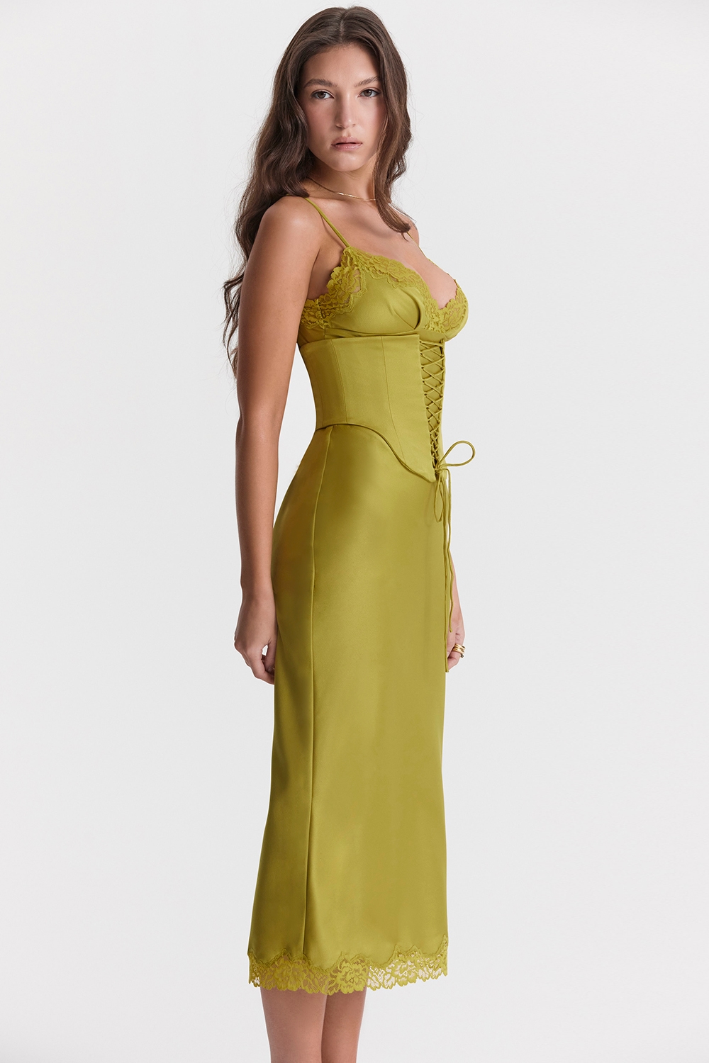 Salma  Chartreuse Satin Slip Dress — image 7