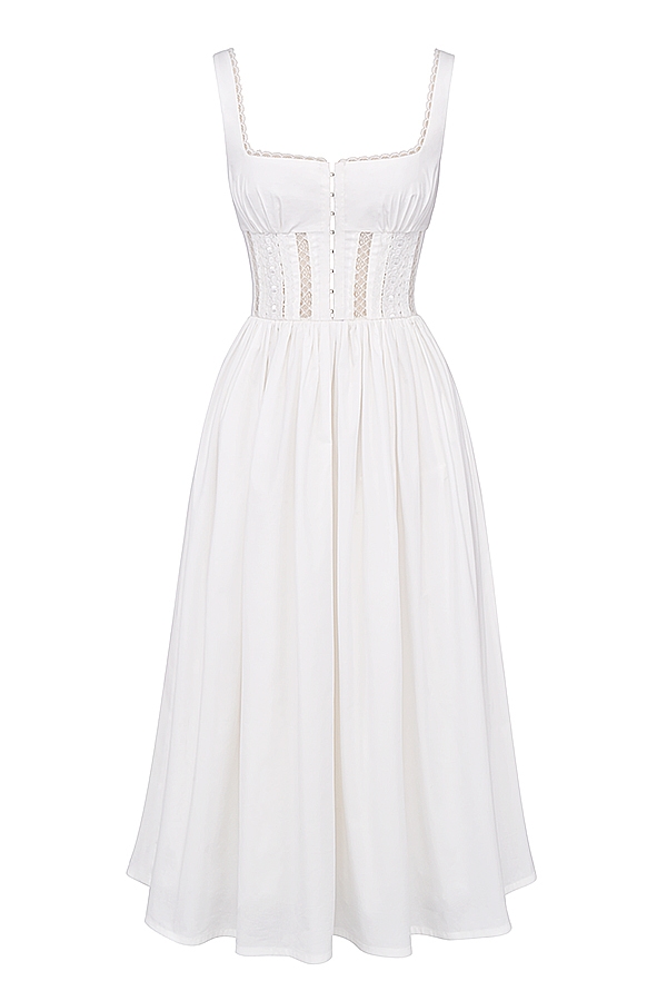 Perle  White Lace Trim Midi Dress — image 17