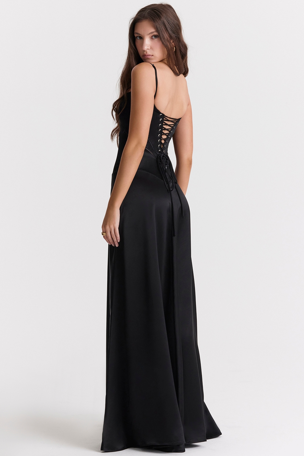 Anabella  Black Lace Up Maxi Dress — image 10