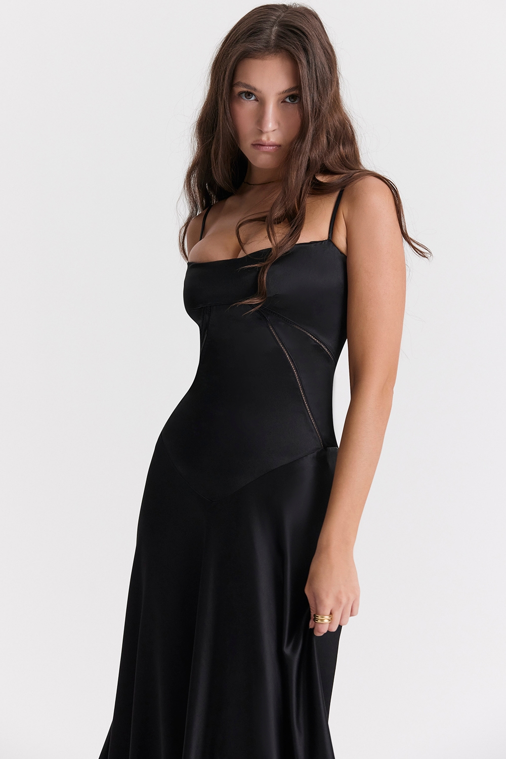 Anabella  Black Lace Up Maxi Dress — image 8