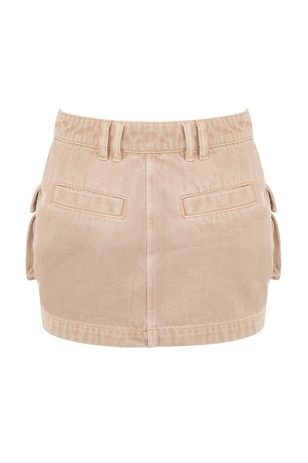 Mistress Rocks Camel Denim Cargo Skirt - SALE — image 12