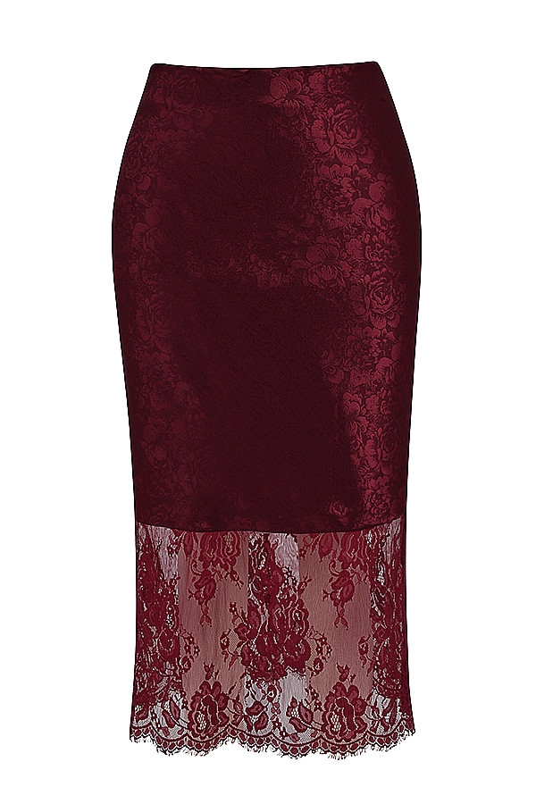 Mistress Rocks Mulberry Satin And Lace Midi Skirt - SALE — image 10