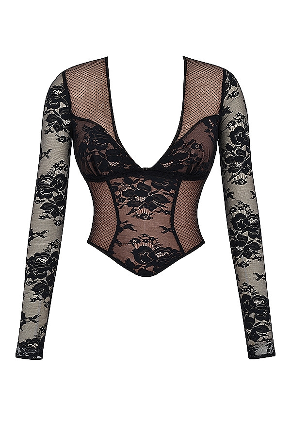 Mistress Rocks Black Lace Plunge Top - SALE — image 11