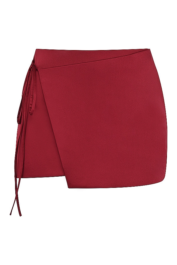 Mistress Rocks Redcurrant Satin Wrap Mini Skirt - SALE — image 10