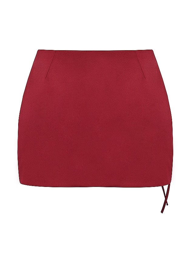 Mistress Rocks Redcurrant Satin Wrap Mini Skirt - SALE — image 12