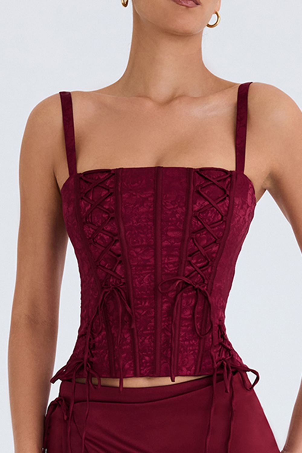 Mistress Rocks Redcurrant Lace Up Corset - SALE