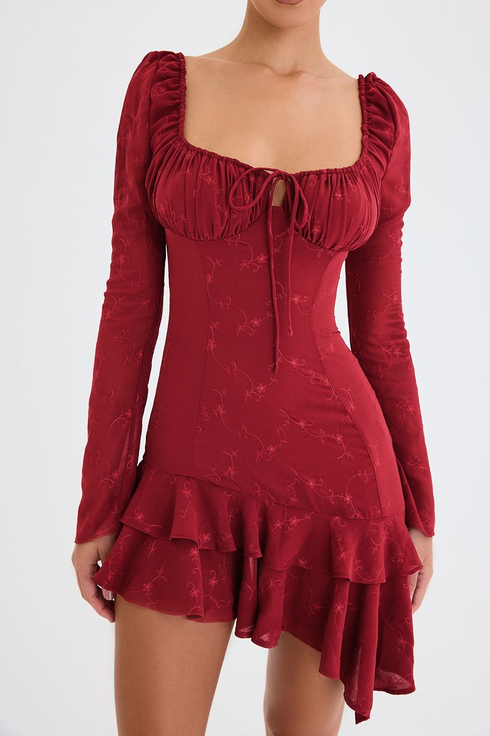 Mistress Rocks Merlot Embroidered Mini Dress - SALE — image 5
