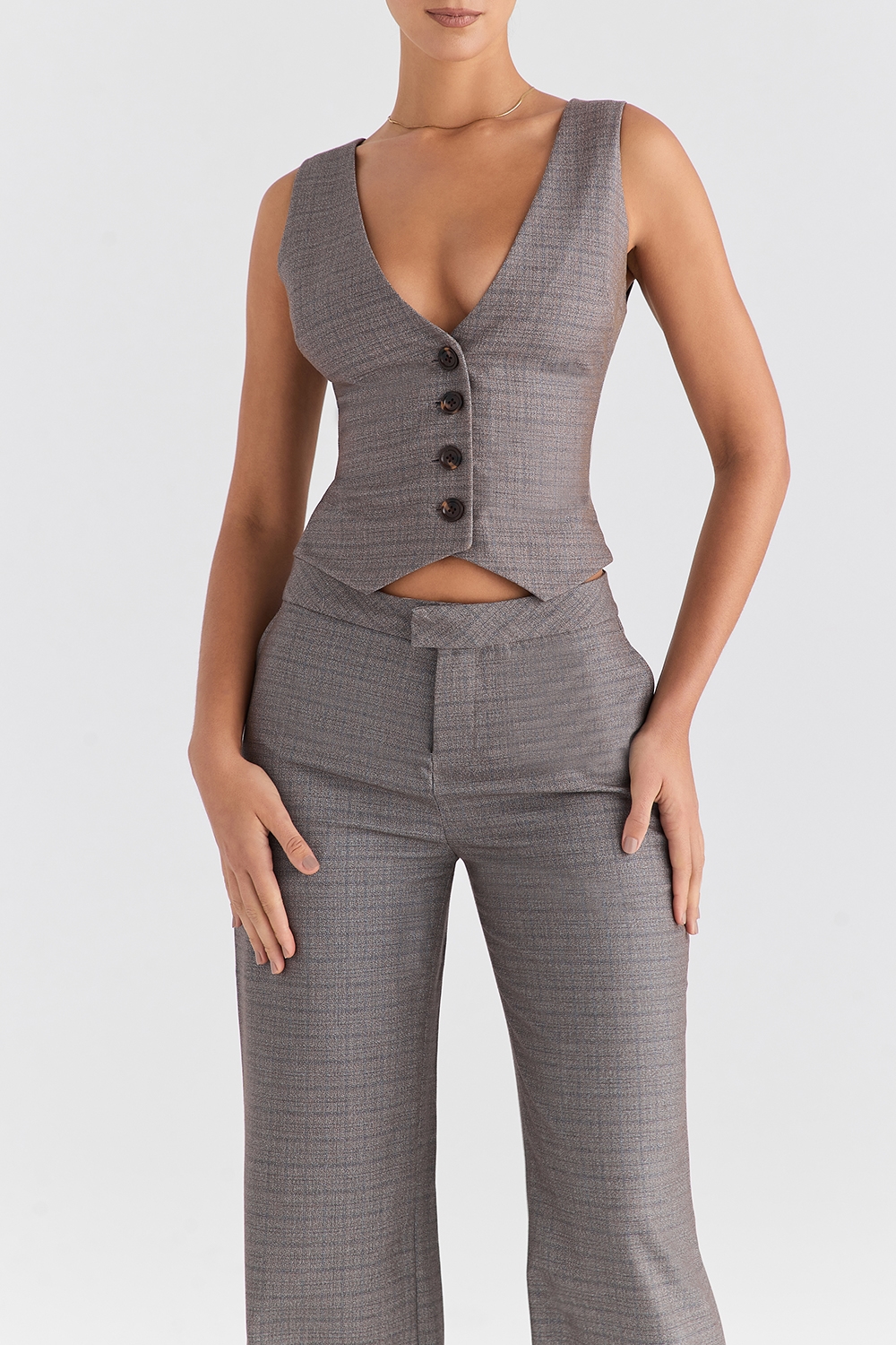 Mistress Rocks Brown Check Waistcoat - SALE — image 4