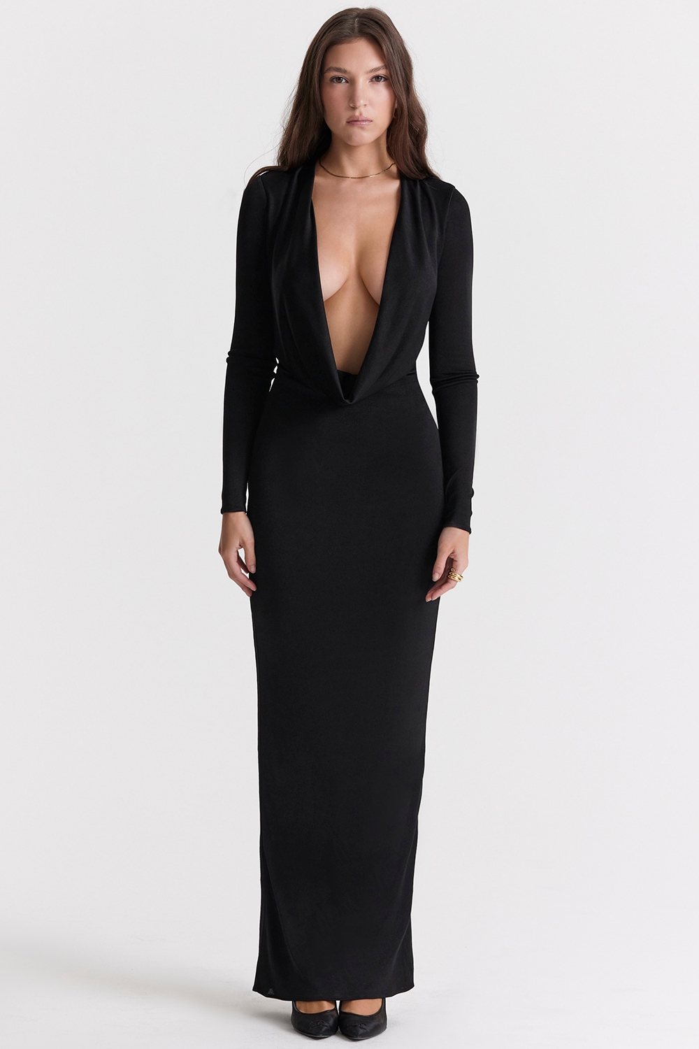 Saskia  Black Draped Maxi Dress — image 3