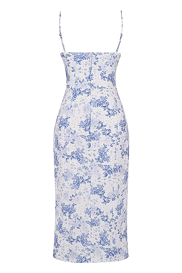 Charlotte  Blue Print Corset Midi Dress — image 15