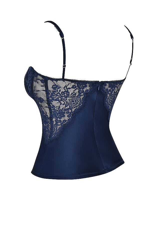 Cecilie  Navy Satin & Lace Cami Top — image 17