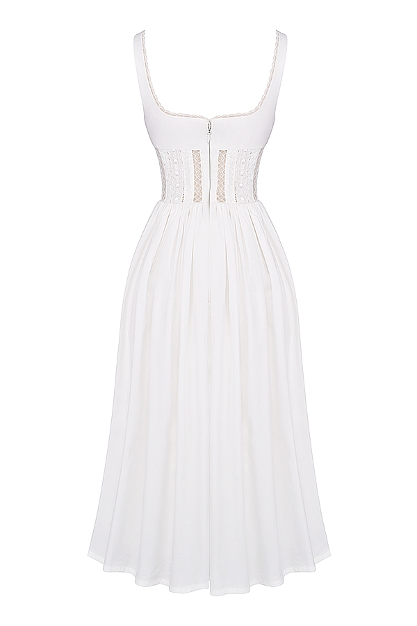 Perle  White Lace Trim Midi Dress — image 19