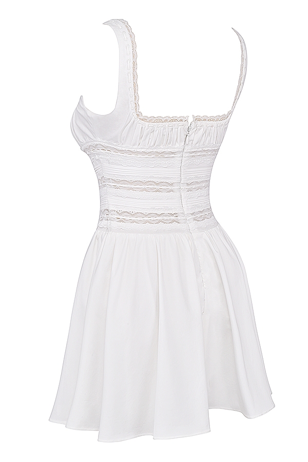 Tiffani  White Lace Trim Mini Dress — image 16