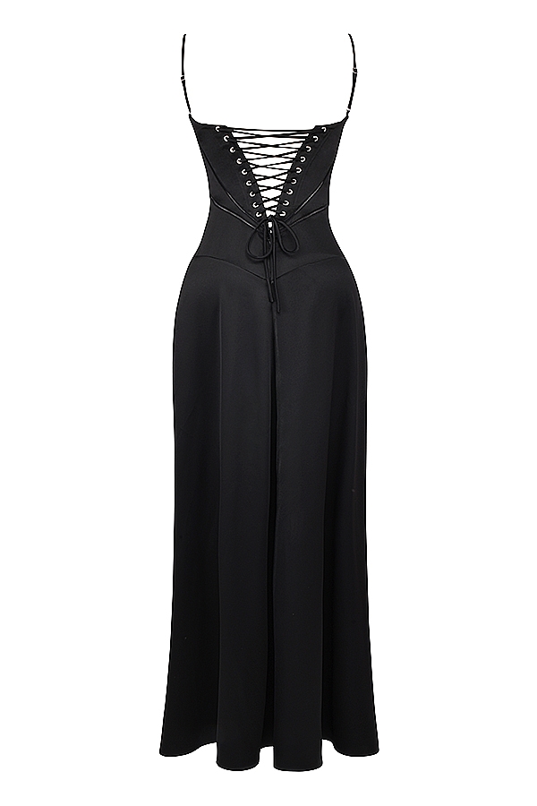 Anabella  Black Lace Up Maxi Dress — image 15