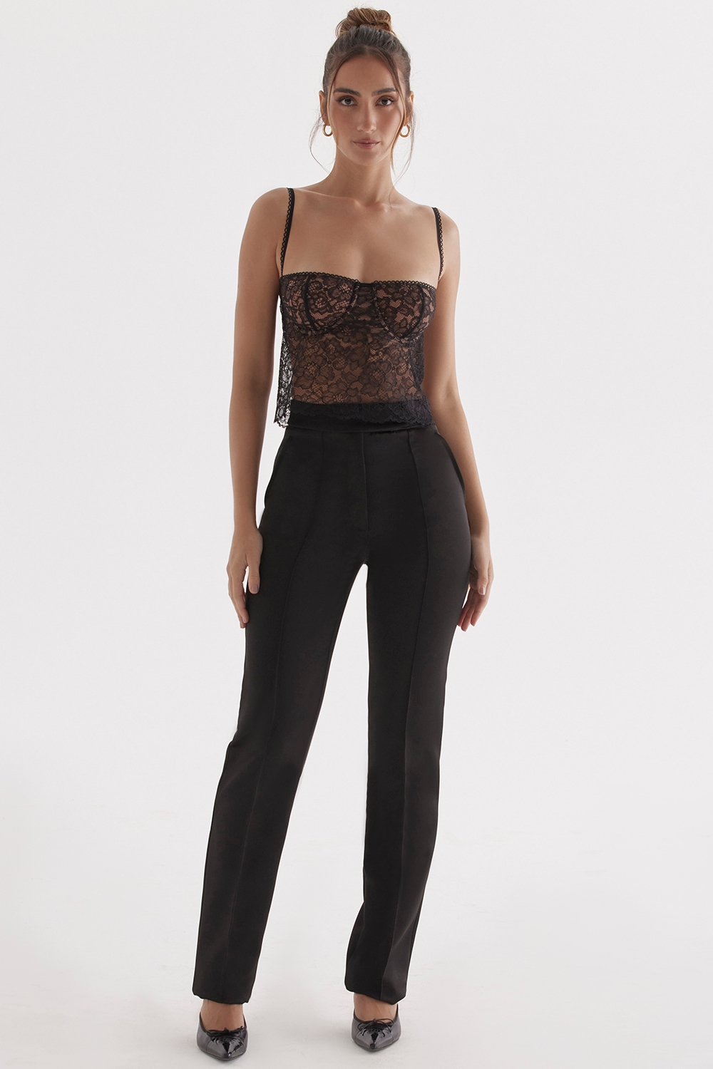 Tansy  Black Satin Trousers — image 2