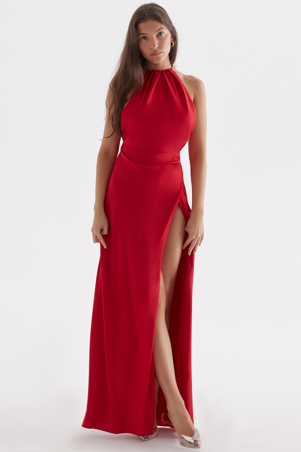 Zanab  Red Rose Thigh Slit Maxi Dress — image 3