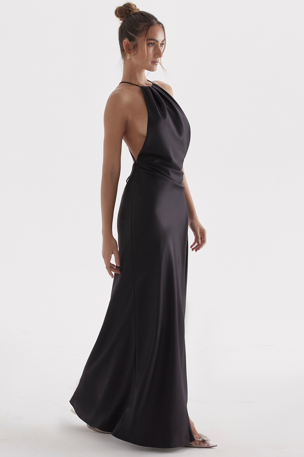 Zanab  Black Thigh Slit Maxi Dress — image 9
