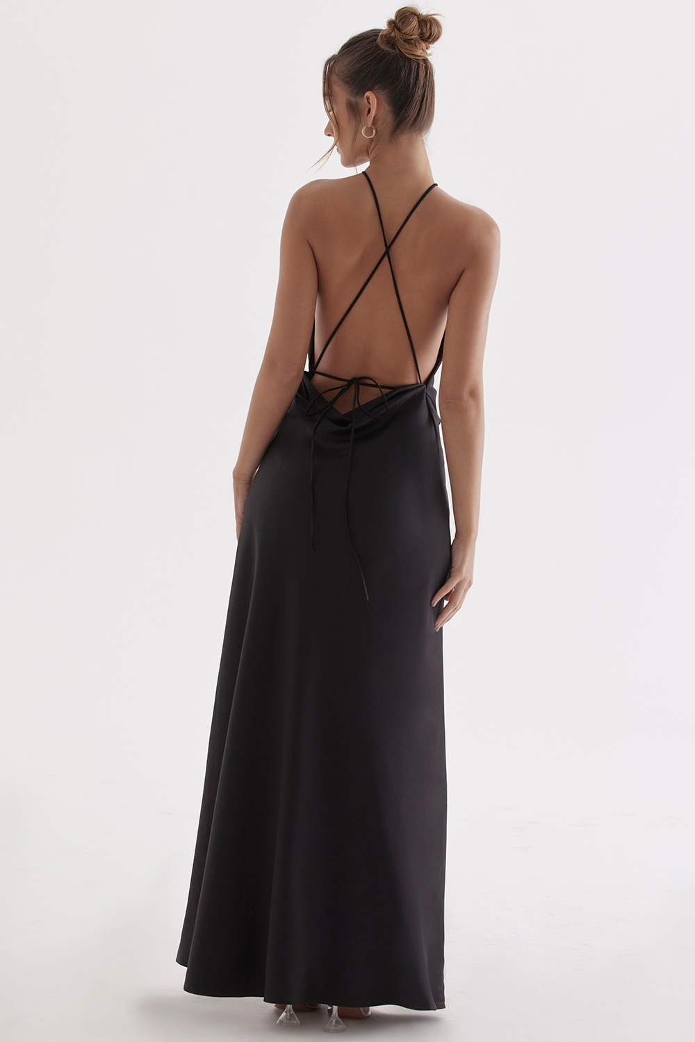 Zanab  Black Thigh Slit Maxi Dress — image 11