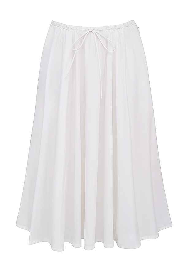 Cora  White Gathered Midi Skirt — image 15