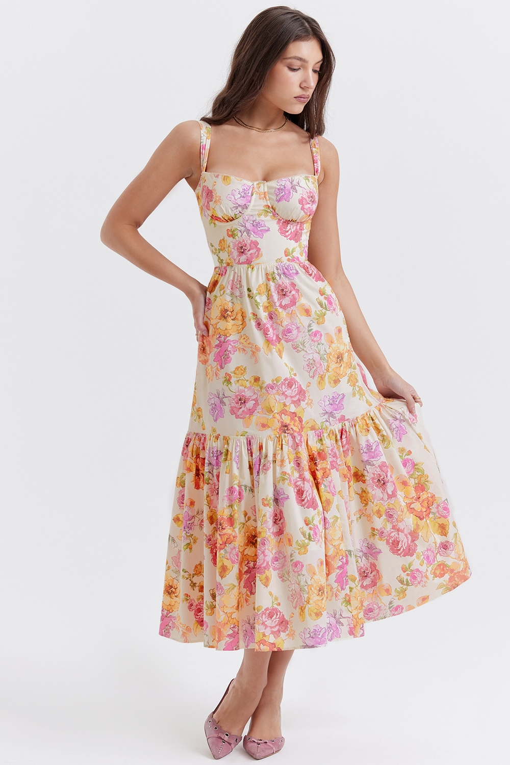 Elia  Ivory Floral Midi Sundress — image 5