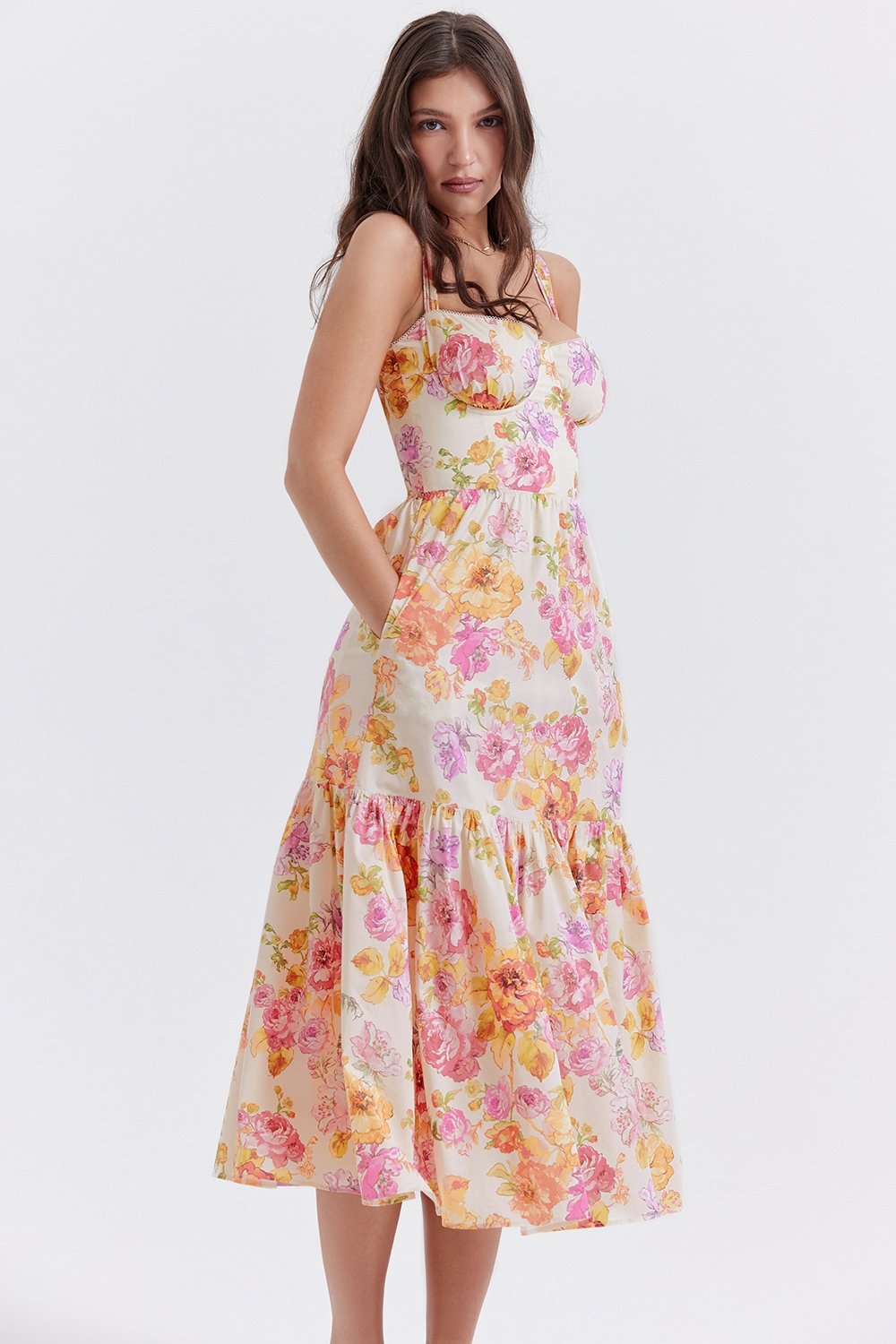 Elia  Ivory Floral Midi Sundress — image 9