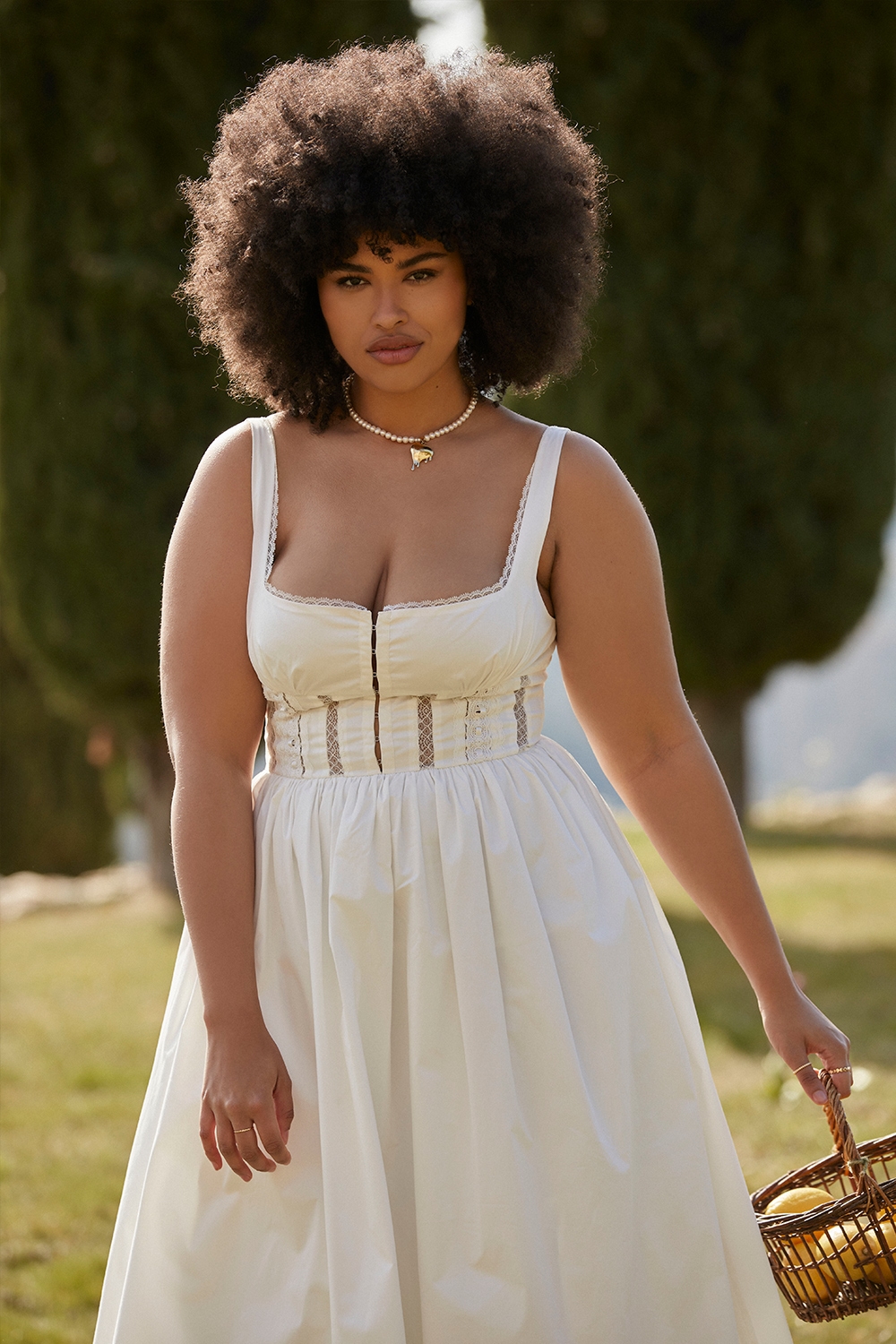 Perle  White Lace Trim Midi Dress — image 16