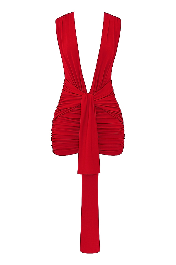 Aliza  Cherry Gathered Mini Dress — image 17