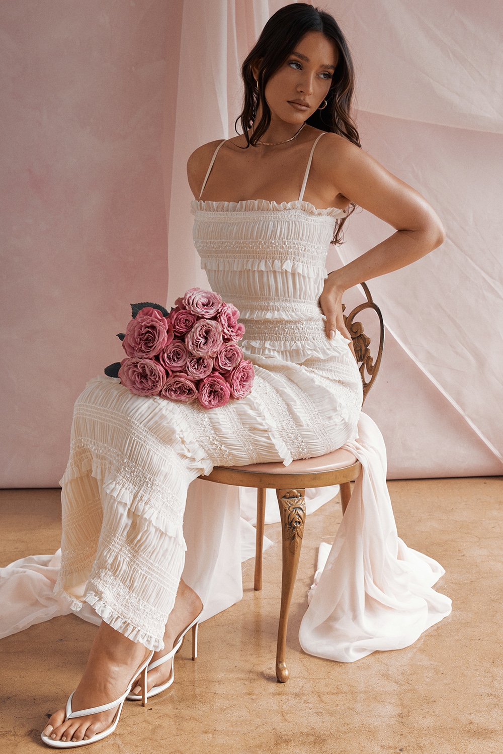 Solana  Ivory Sequin Pleat Maxi Dress — image 14