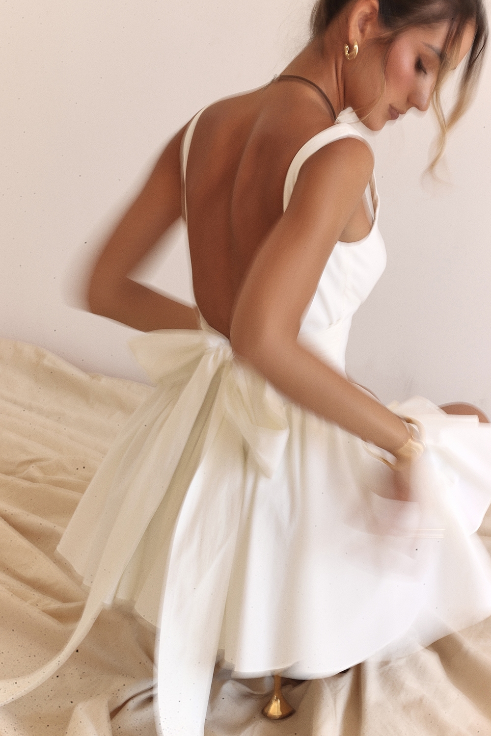 Florianne  Ivory Cotton Bow Mini Dress — image 14