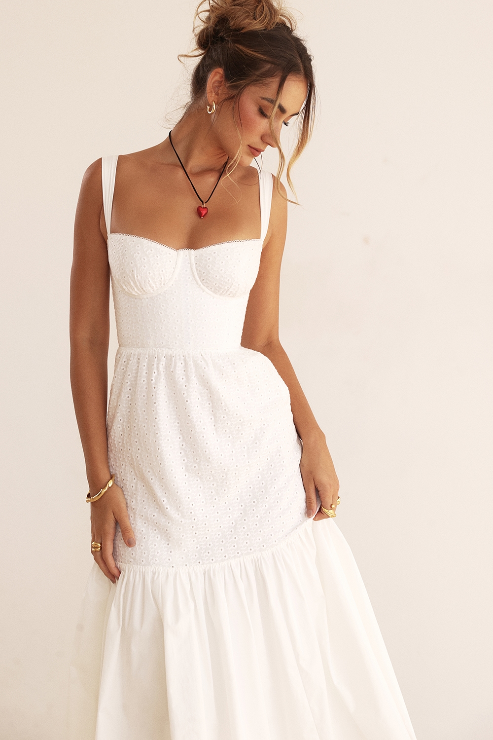 Elia  White Broderie Anglaise Midi Sundress — image 11