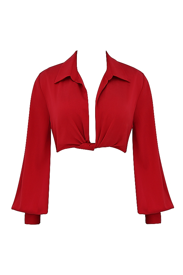 Laraine  Cherry Silk Blouson Top — image 12