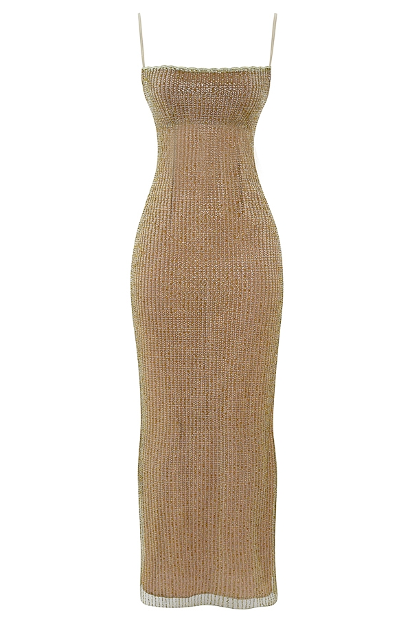 Alondra  Cafe Au Lait Beaded Maxi Dress - Limited Edition — image 16
