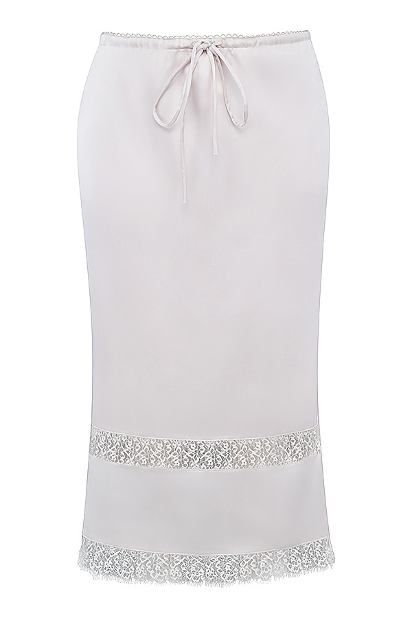Mistress Rocks Oat Lace Trim Midi Skirt - SALE — image 10