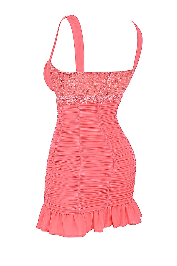 Mistress Rocks Coral Gathered Mini Dress - SALE — image 12
