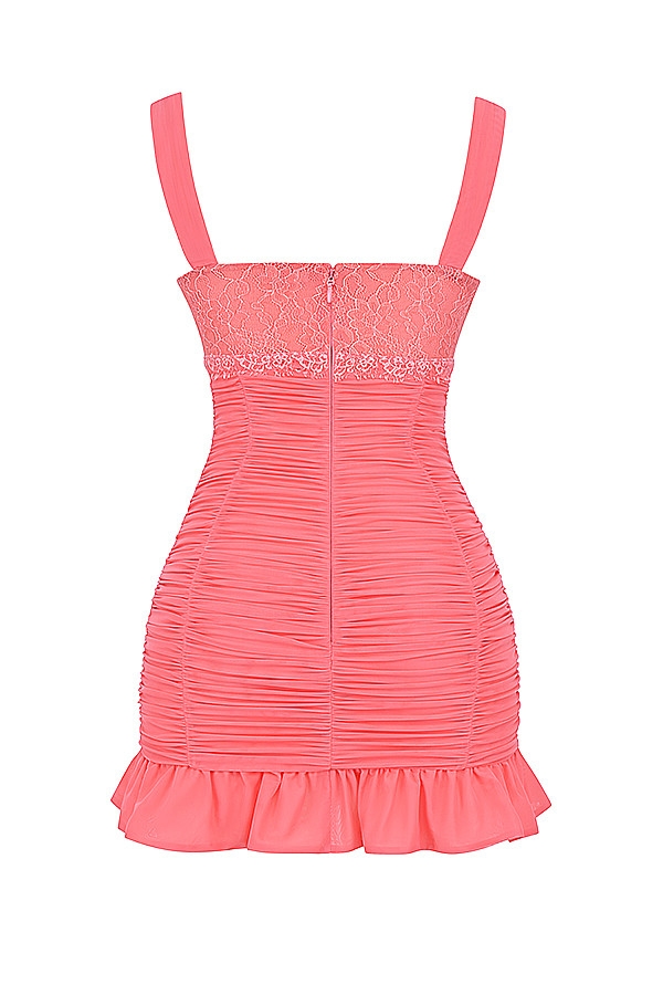 Mistress Rocks Coral Gathered Mini Dress - SALE — image 13
