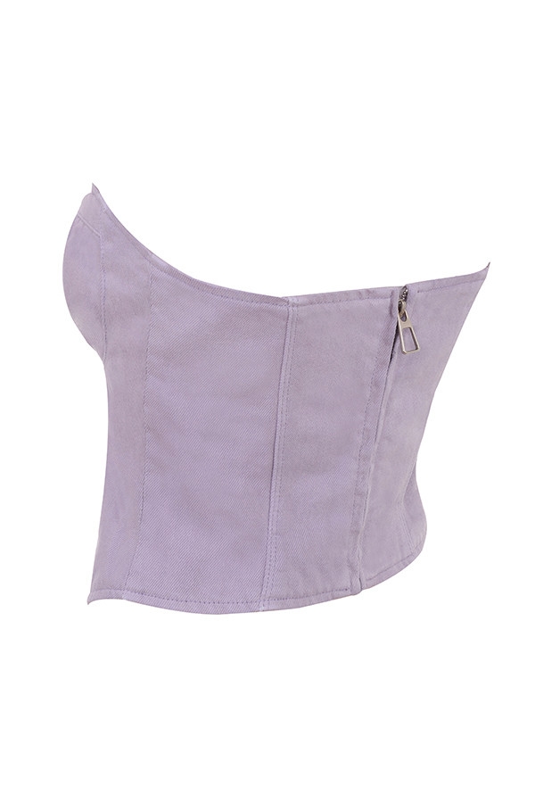 Mistress Rocks Lavender Denim Strapless Top - SALE — image 13
