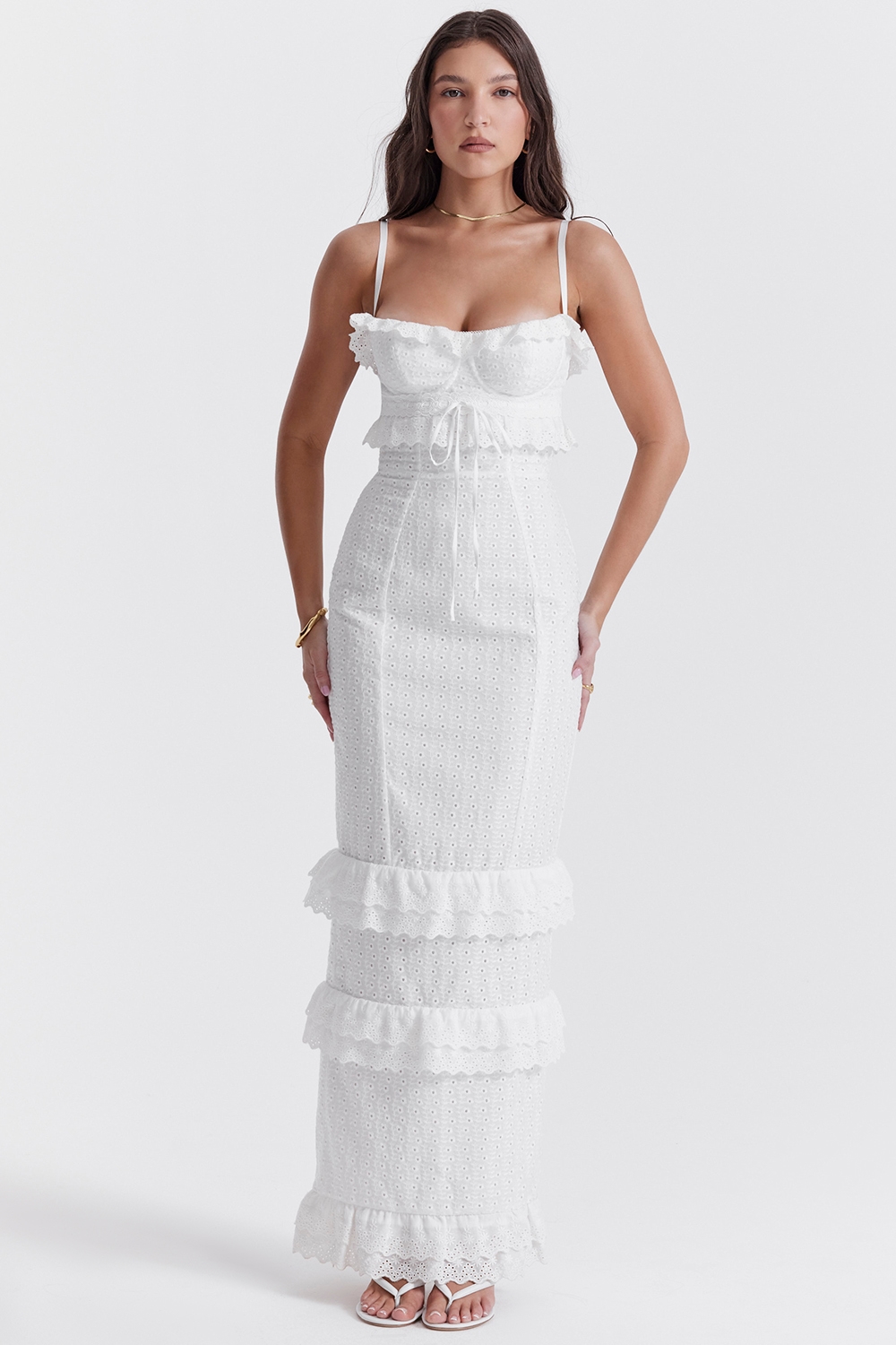 Eve  White Broderie Maxi Dress — image 5